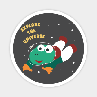 Cute dinosaur astronaut. Magnet